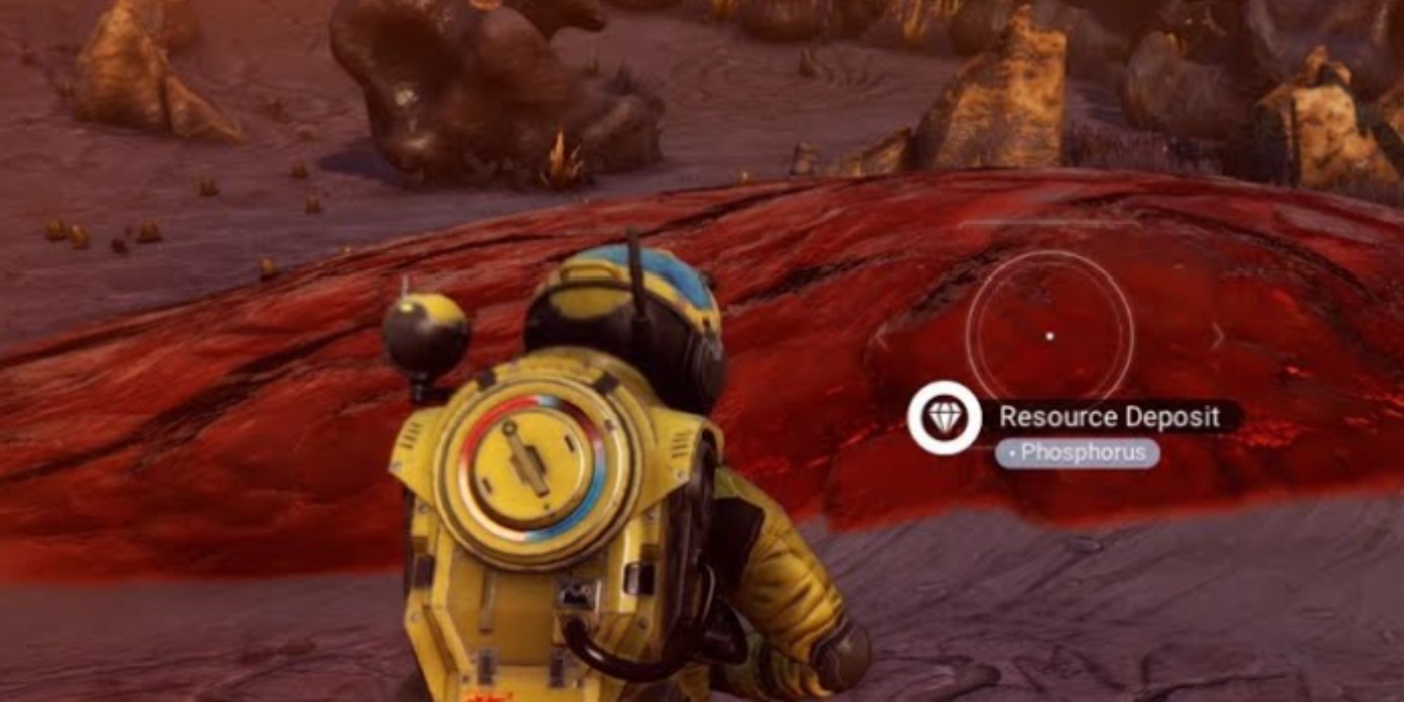player looking at phosphorous resource deposit