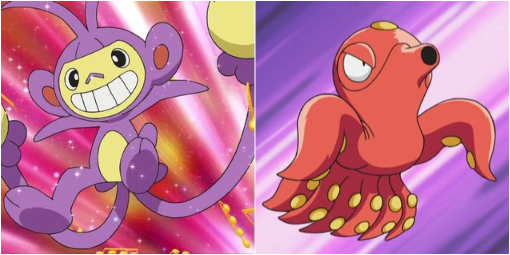 Ambipom and Octillery as they appear in Pokemon anime