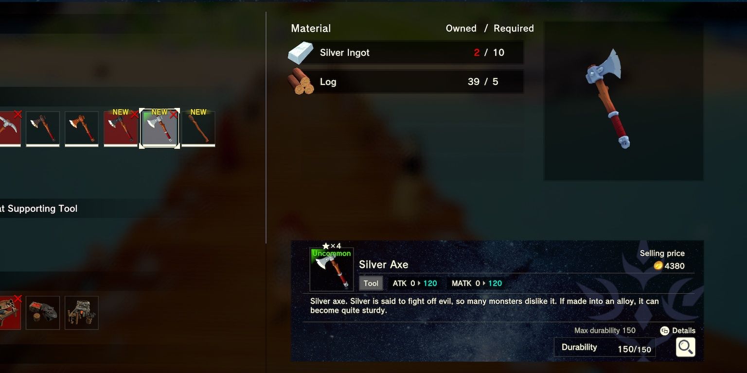 silver axe crafting item in craftopia