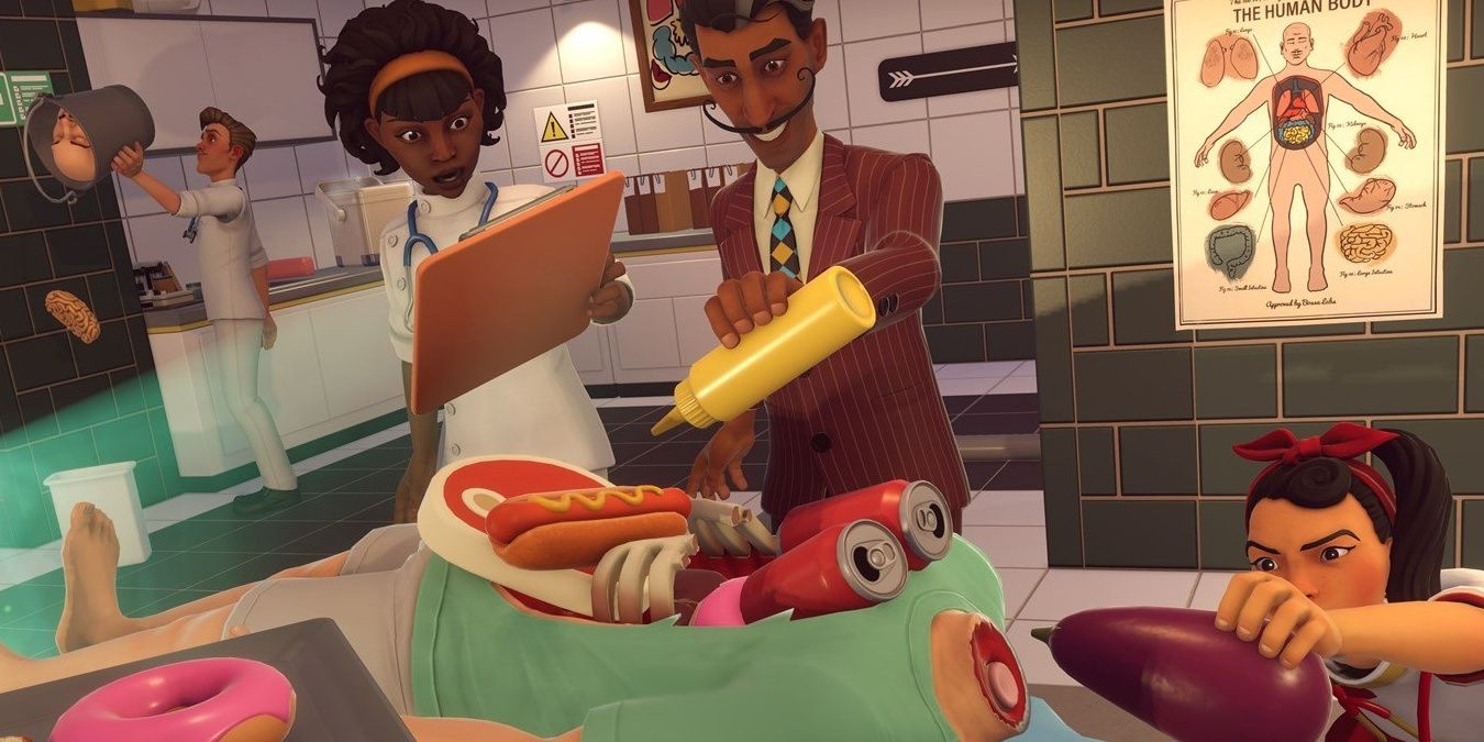 Surgeon Simulator 2 various items being added to the surgery