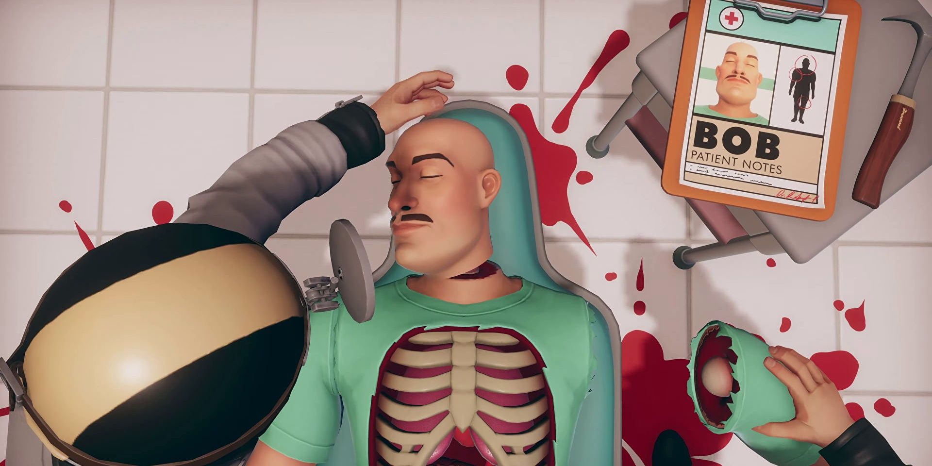 surgeon simulator 2  closeup of character Bob
