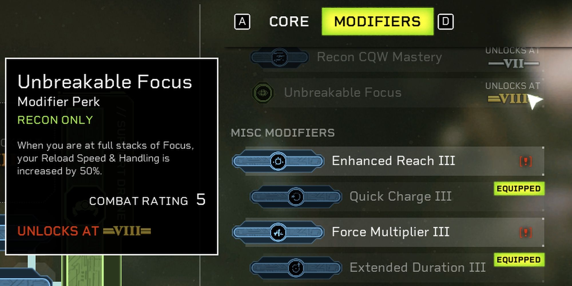 Aliens: Fireteam Elite Recons Unbreakable Focus Perk And Description