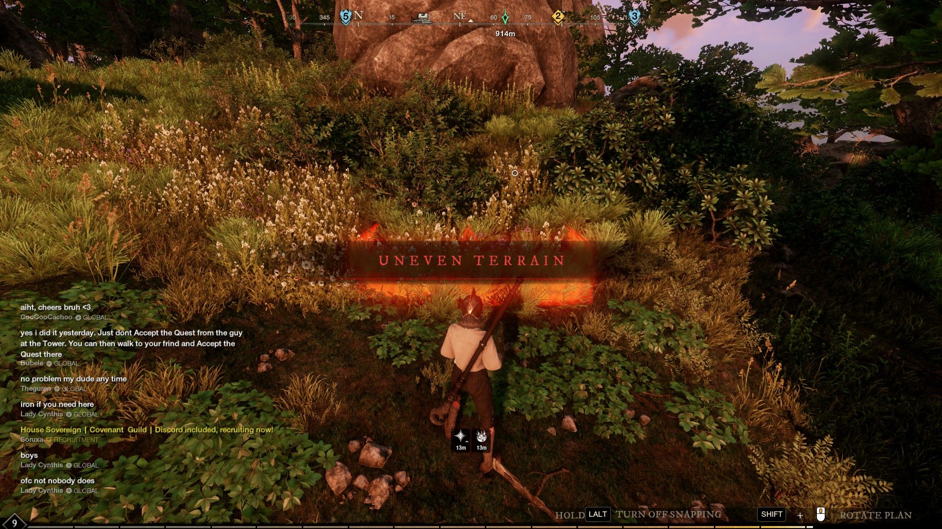 New World camp on uneven terrain error 