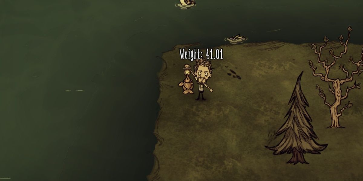 Don't Starve Together Warly Holding Needlenosed Squirt by the Ocean