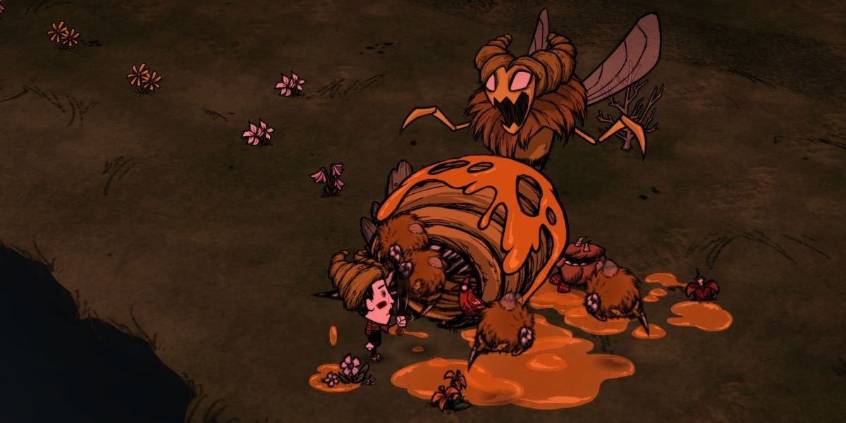 Don't Starve Together Wes Fighting Bee Queen Wearing Bee Queen Hat
