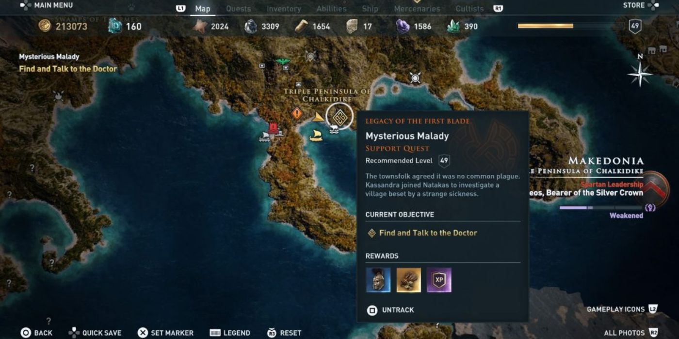 Timosa the Doctor's initial map location which can be found by using Ikaros and following the hints
