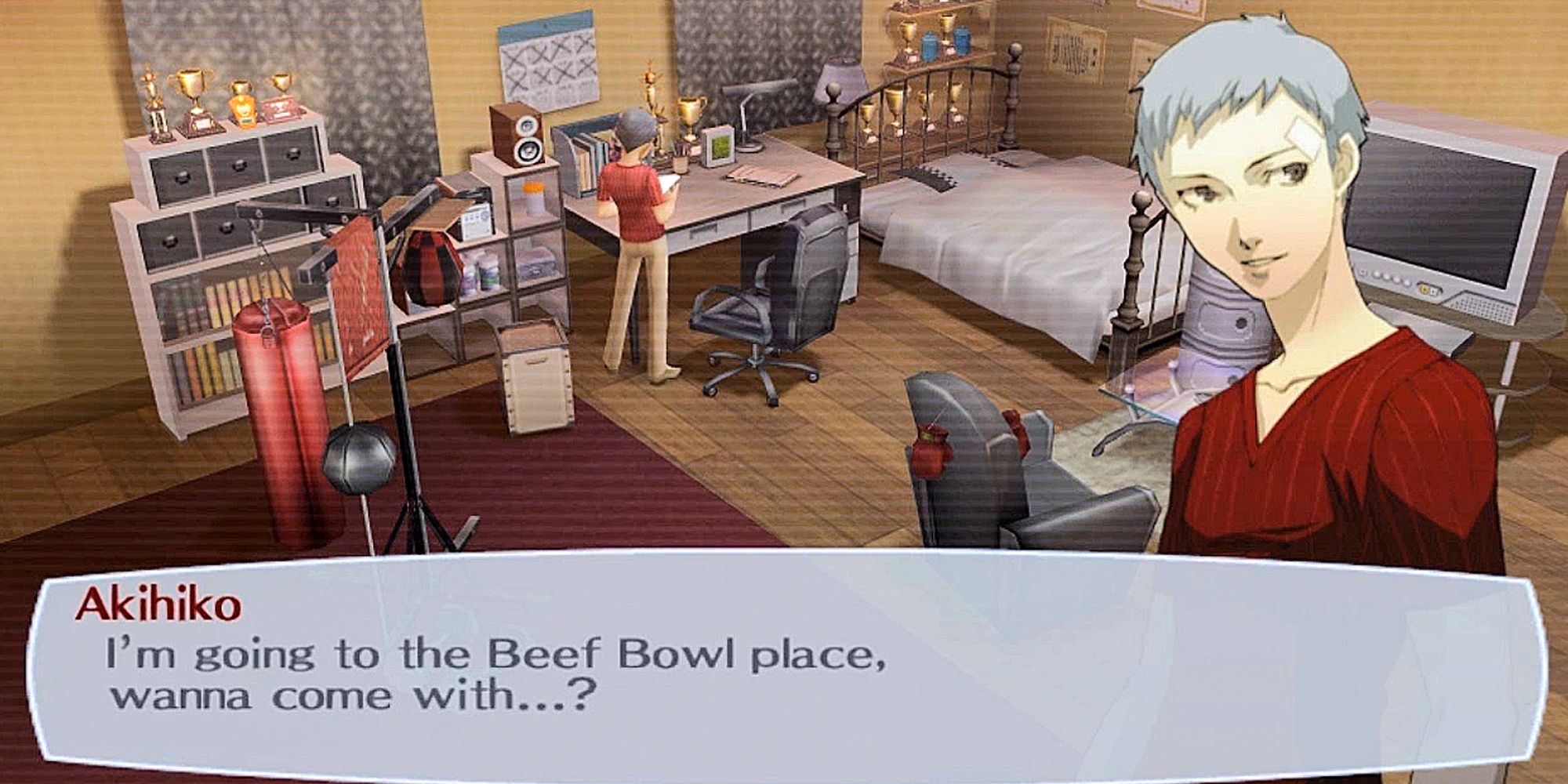 Persona Akihiko talking about Beef Bowl's.