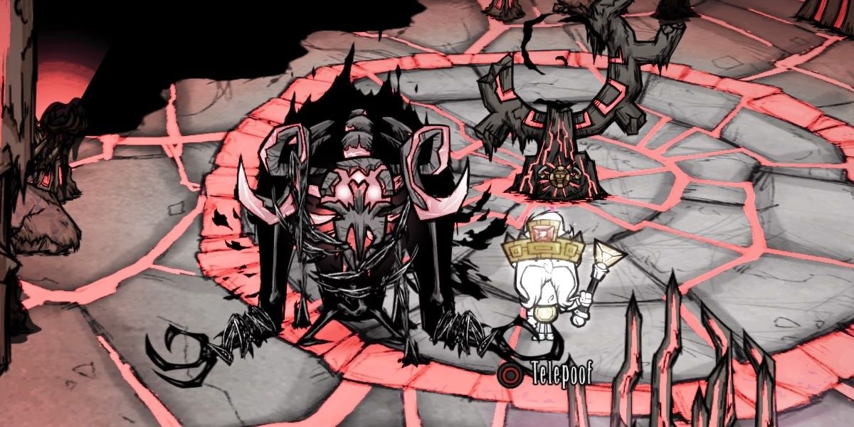 Don't Starve Together Wolfgang Defeated Ancient Fuelweaver in the Atrium Wearing Thulecite Armour