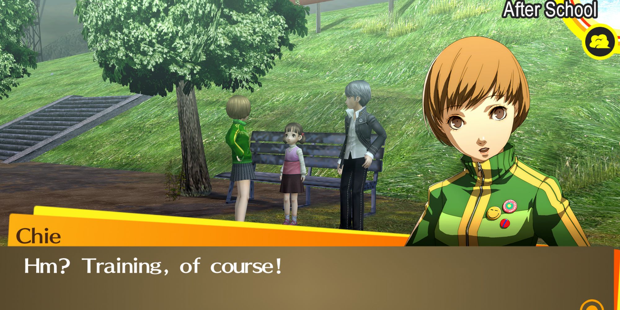 Persona Chie speaking to characters.