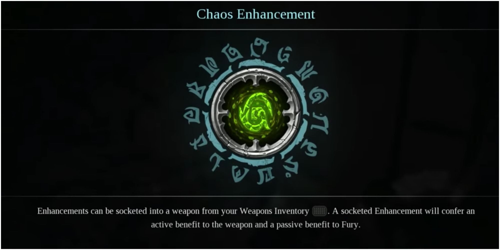 The Chaos Enhancement for Fury's Weapon in Darksiders 3
