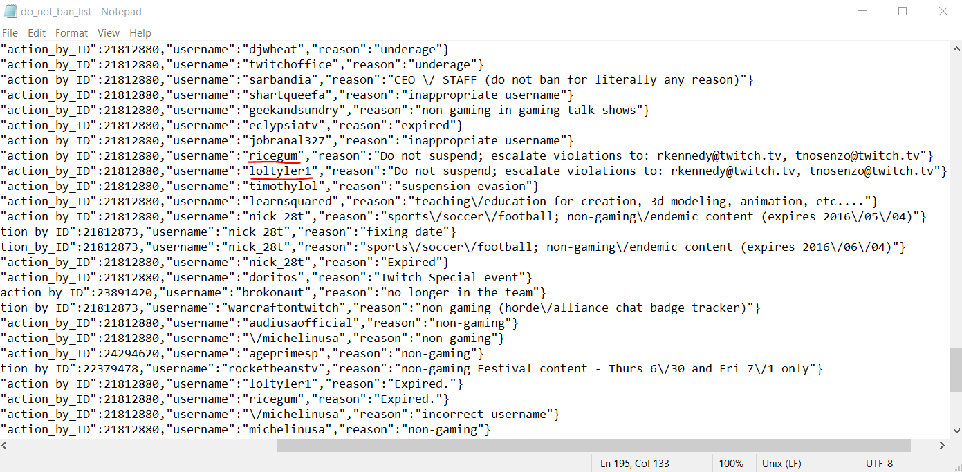 Do Not Ban List - via Reddit