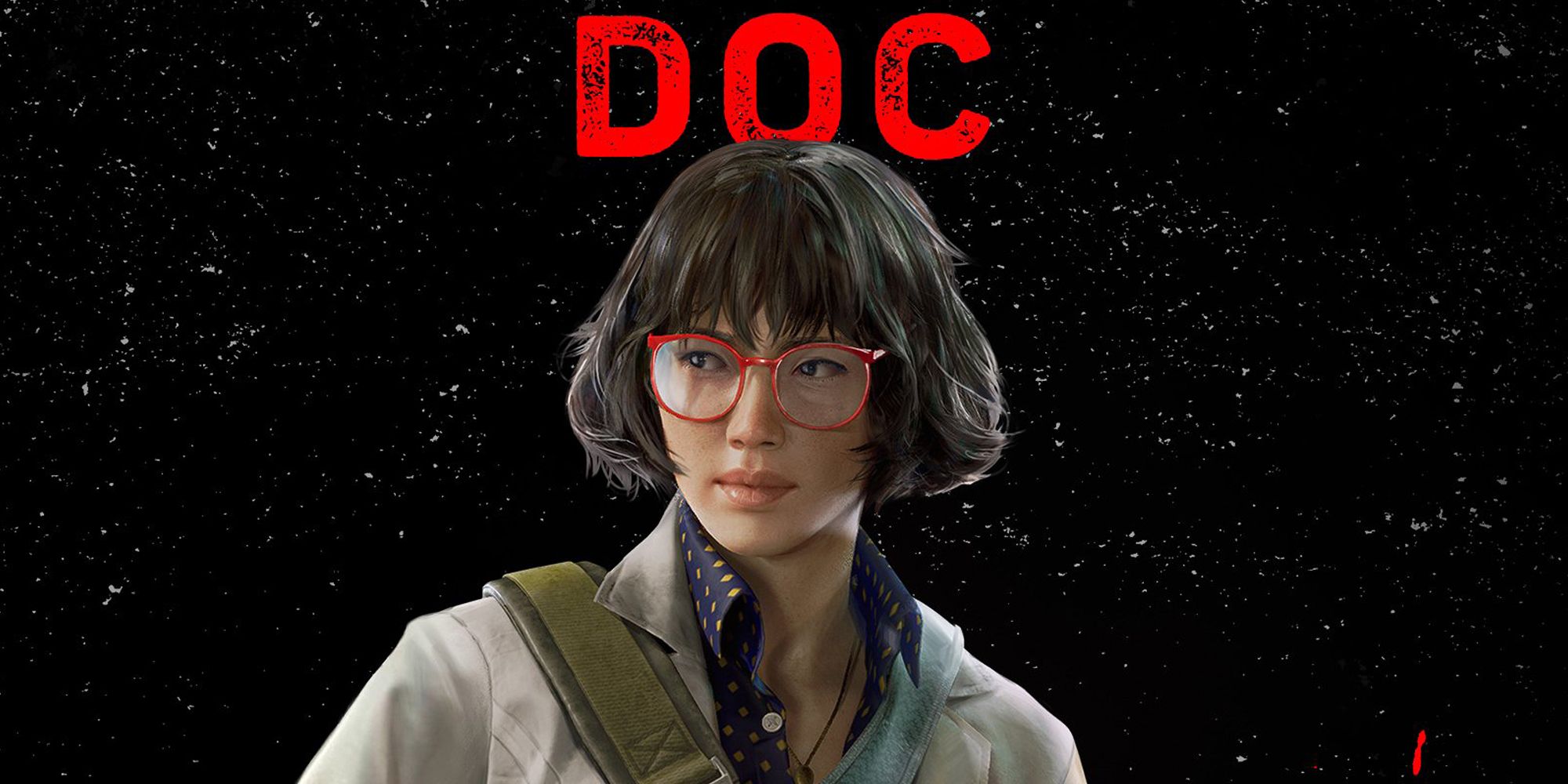 Back 4 Blood. Photo of the character Doc, with her name in bold red letters.