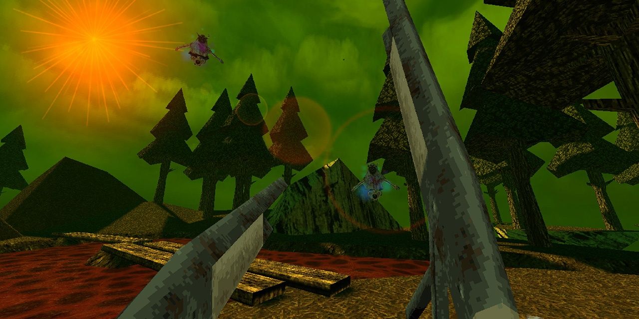 Dusk Duskguy firing dual wielded shotguns at flying enemies