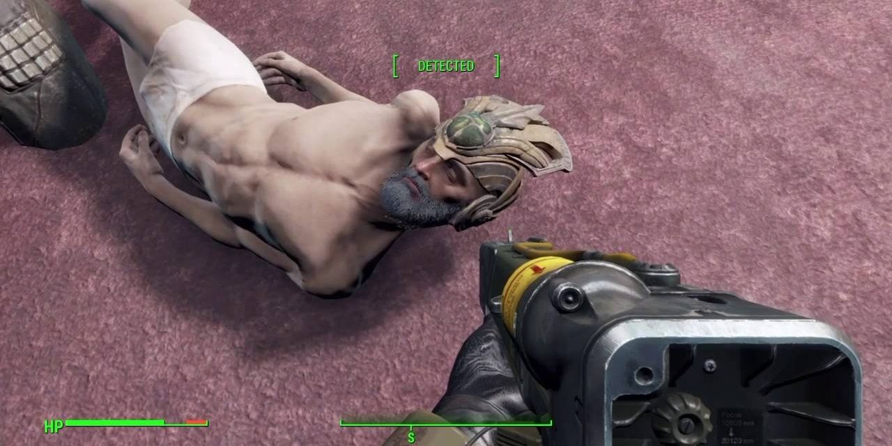 The dead body of Lorenzo Cabot in Fallout 4. 