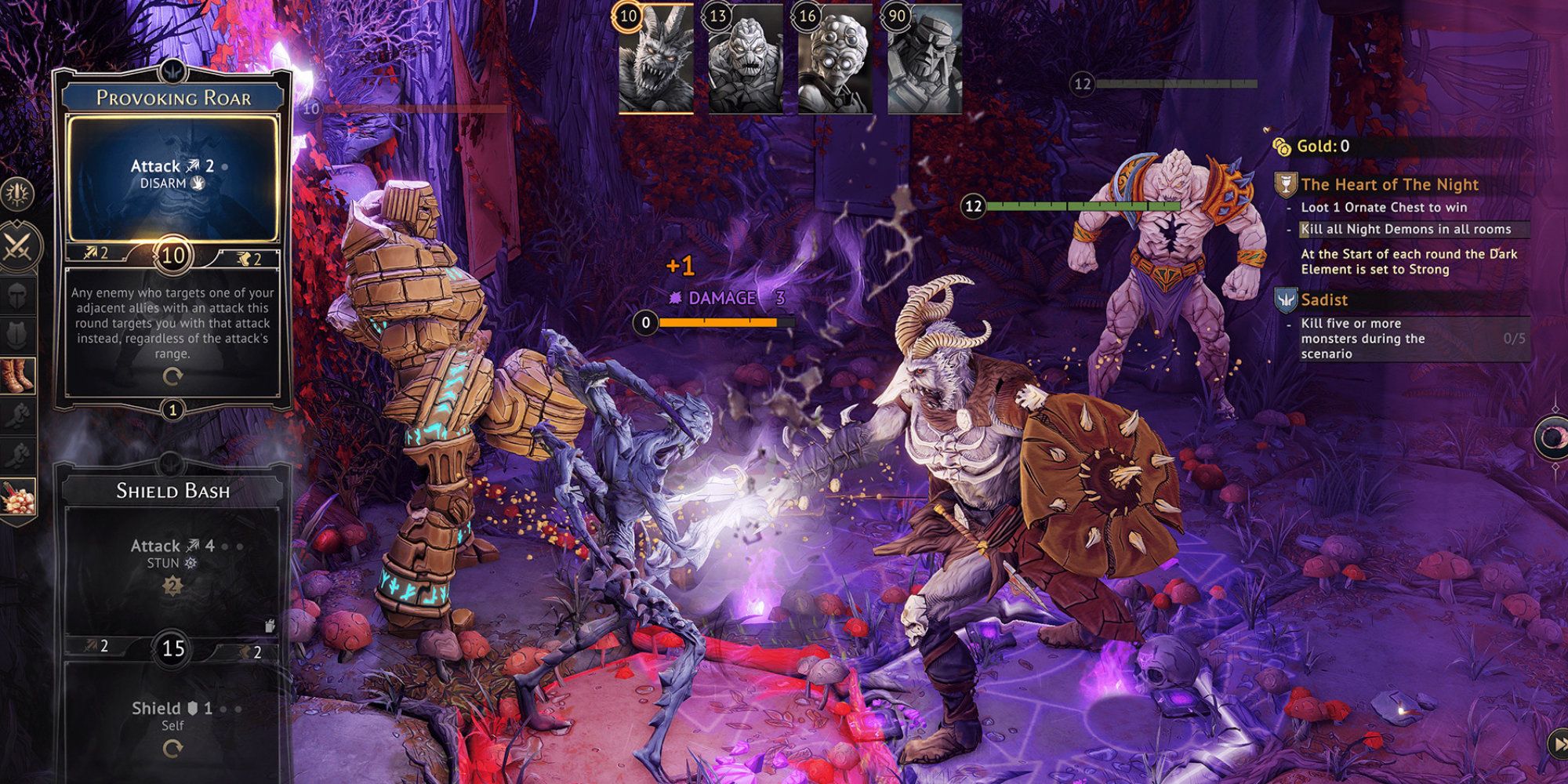 Gloomhaven brute and craghunter fighting in an outdoor area