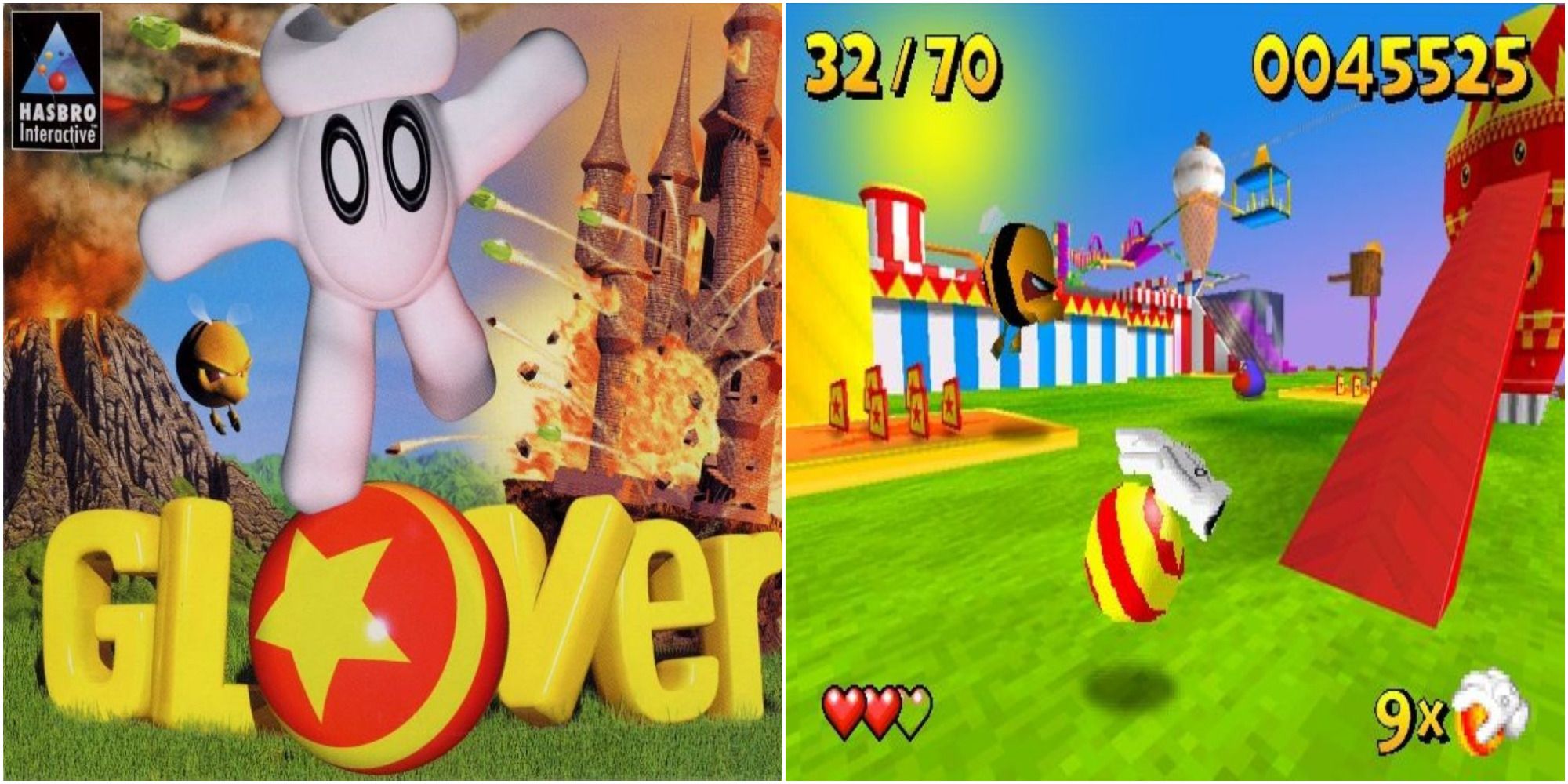 Glover cover with main character and ball and platforming gameplay