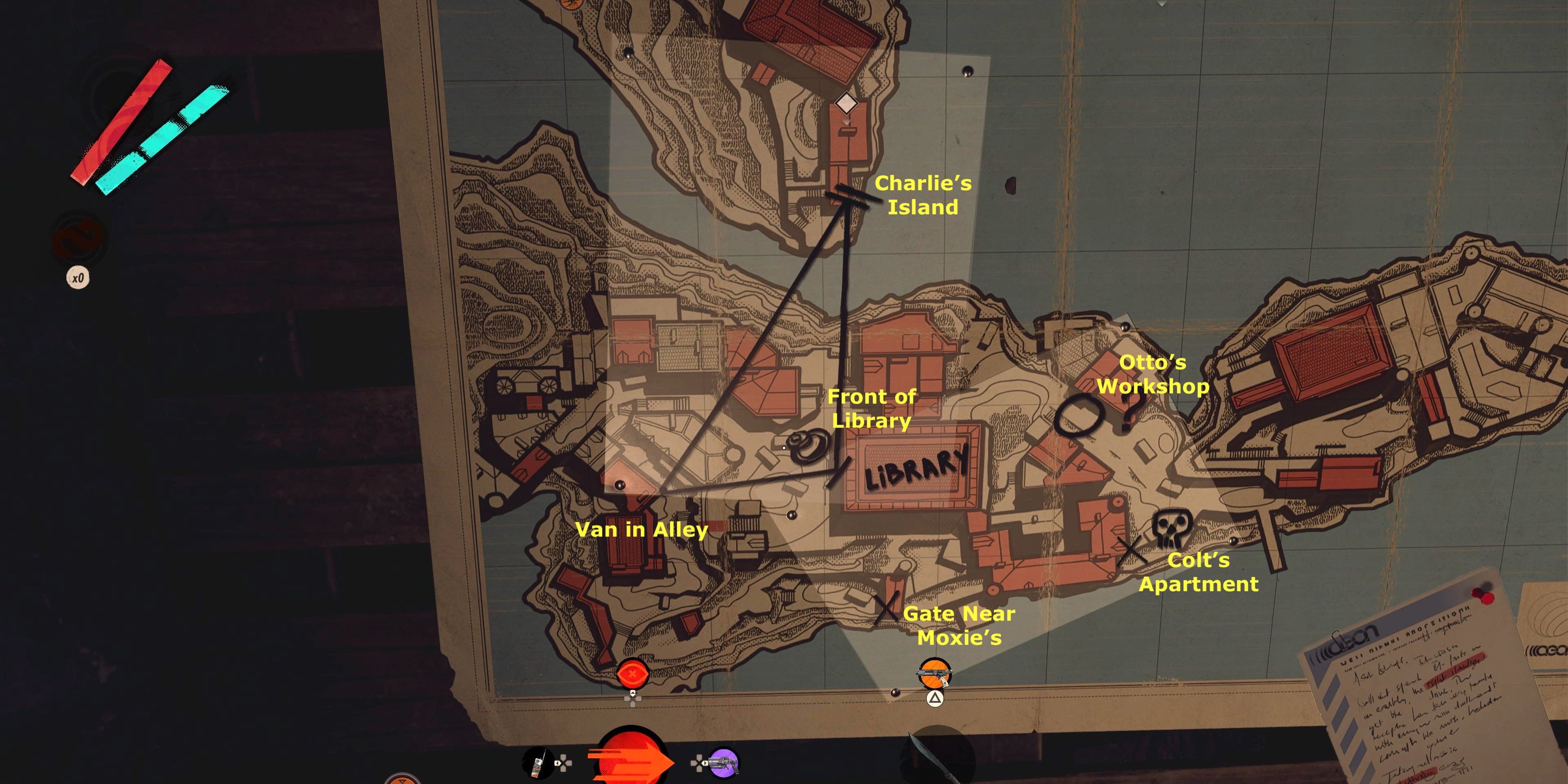 Map with every number location for Alekis' mansion safe in Deathloop