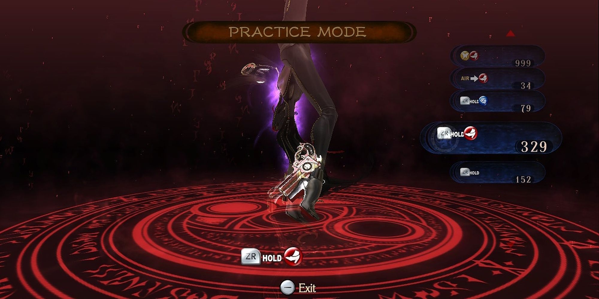 Bayonetta using Umbran Portal Kick in practice mode