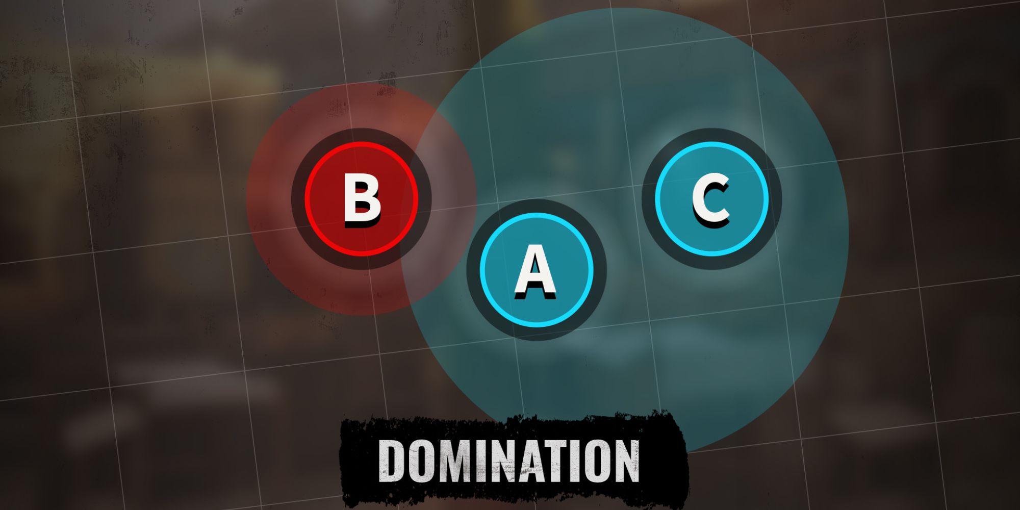 Insurgency Sandstorm Modes a graphic of the game mode Domination with two blue circles and one red circle above text that reads "Domination"