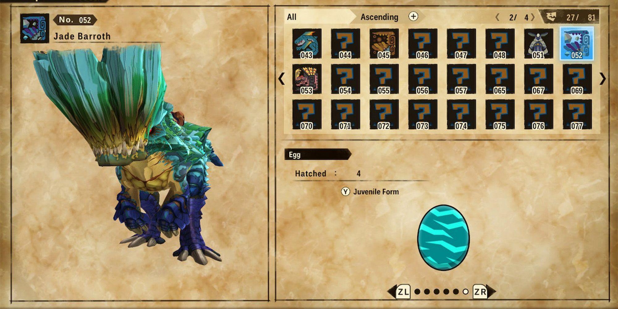 Jade Barroth Monstie from Monster Hunter Stories 2: Wings of Ruin 