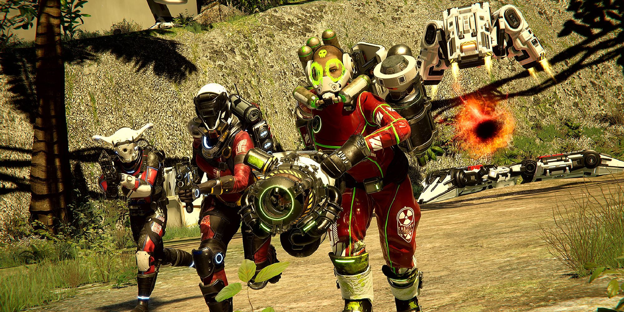 Lemnis Gate Pro Tips mid shot of the operators Toxin, Striker and Vendetta running toward the camera with a white teleportation gate in the background