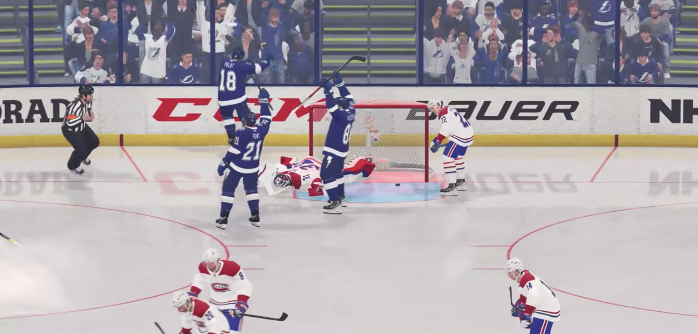 Tampa Bay Lightning NHL 22 video game screenshot team celebration