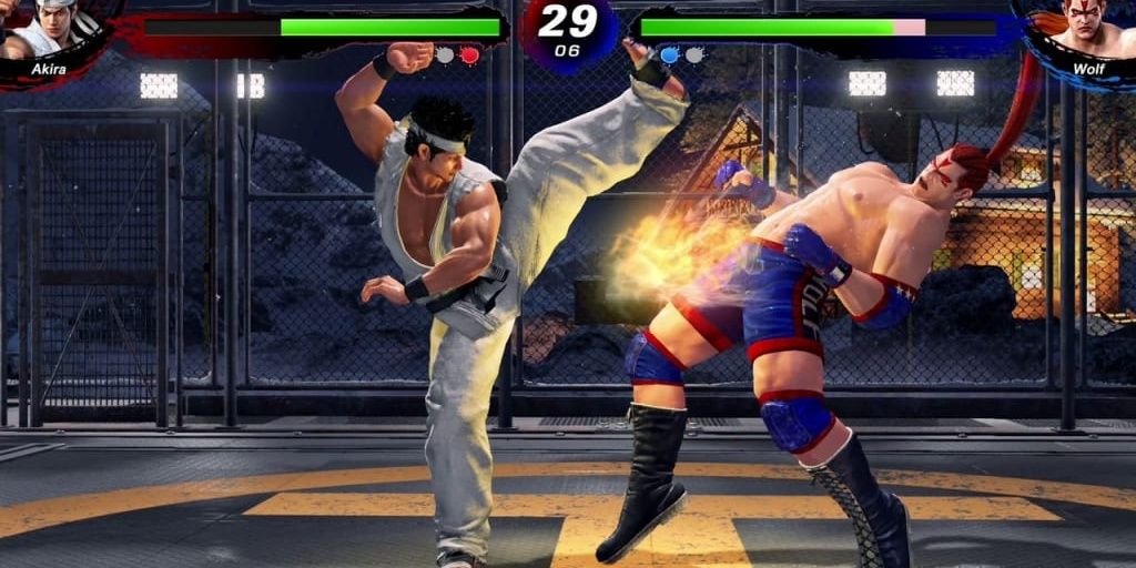 The in-game version of the virtual fighter machine in Lost Judgement.