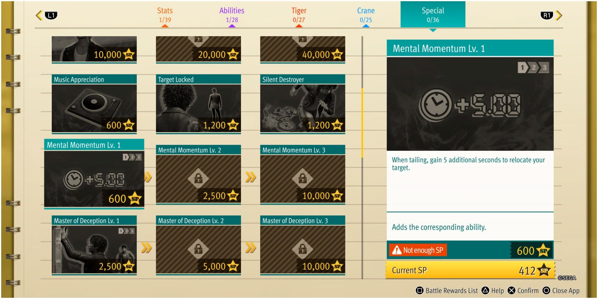 Lost Judgment Mental Momentum Lv.1