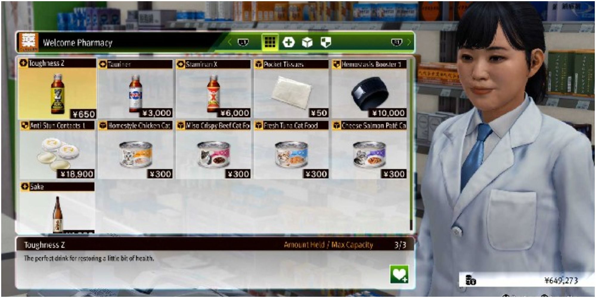 Buying consumables in the Pharmacy-Shop