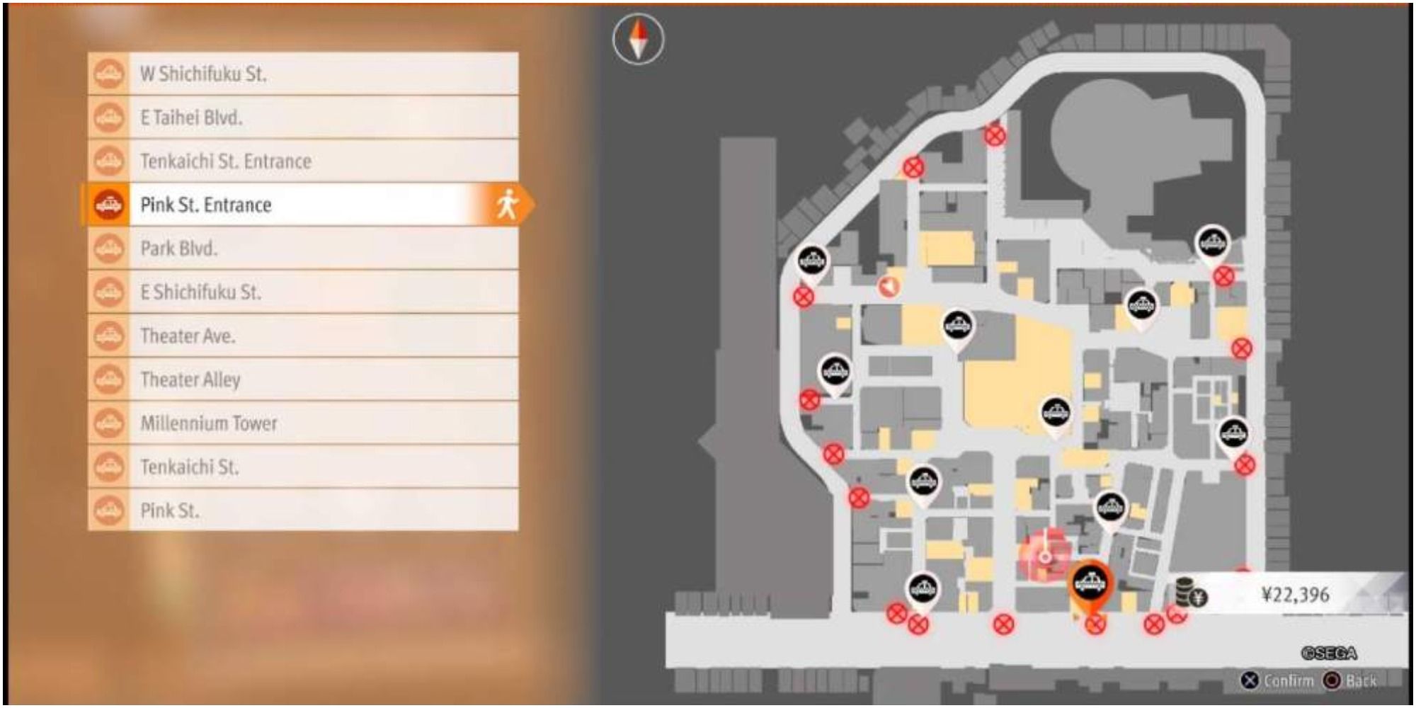 Taxi locations for fast traveling in Lost Judgment