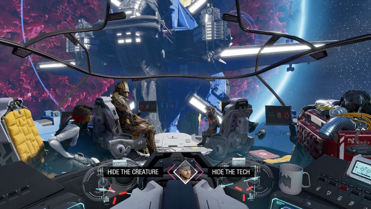 Marvel's Guardians of the Galaxy hide the creature or hide the tech