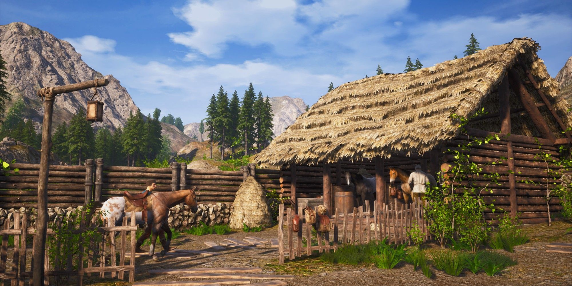 stable with animal breeder working