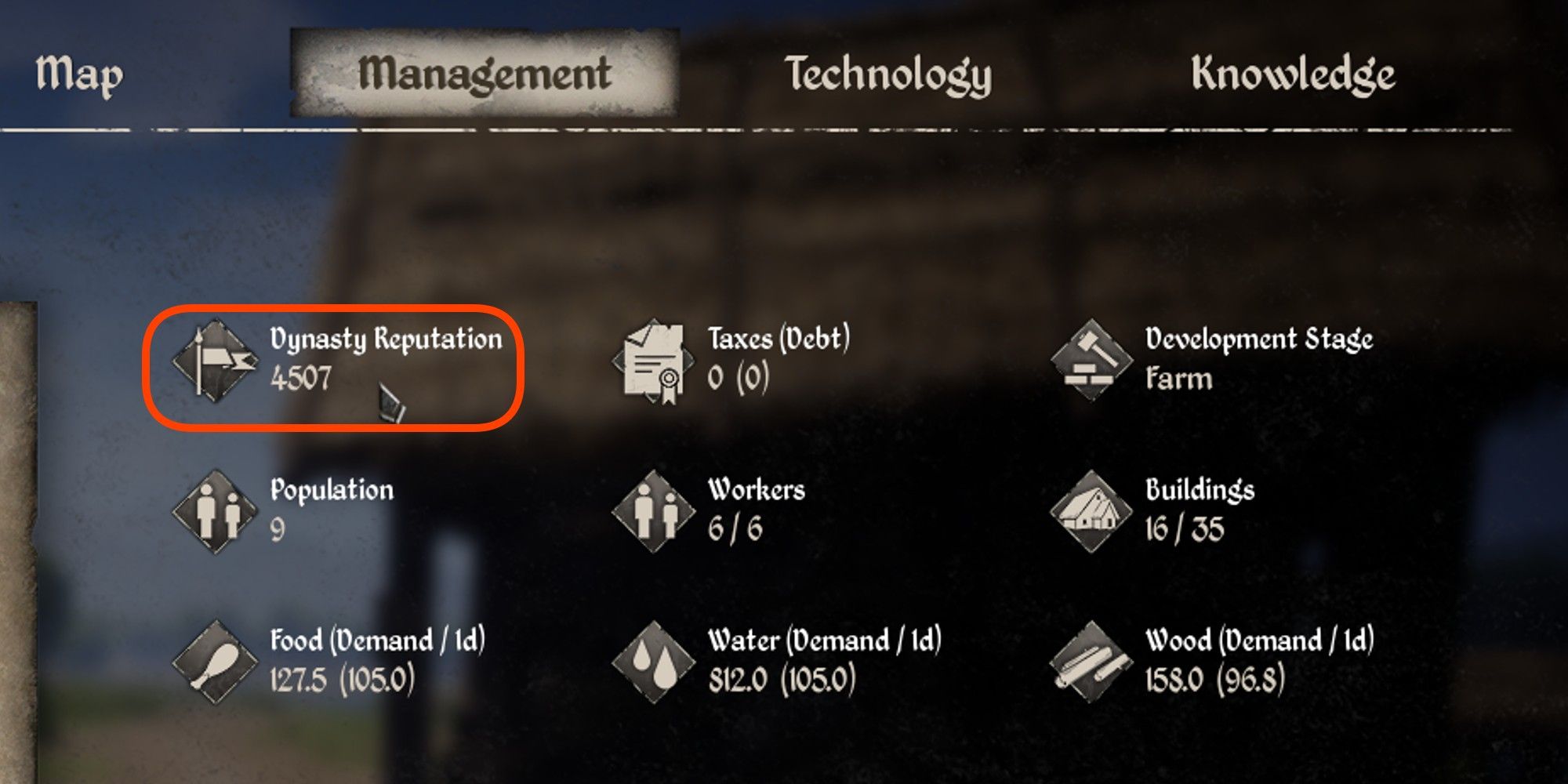 location of dynasty reputation circled