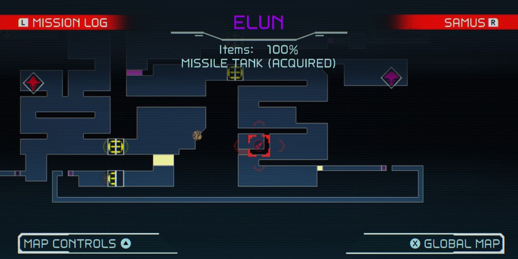 Map overview of Shinespark Puzzle 1 in Elun in Metroid Dread