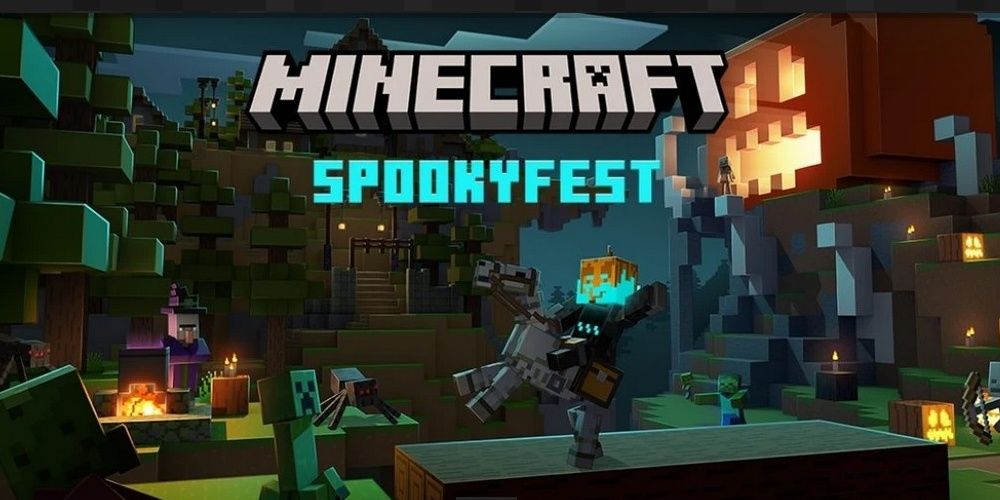 Minecraft Spookyfest Update Page Showing Character Skin Updates