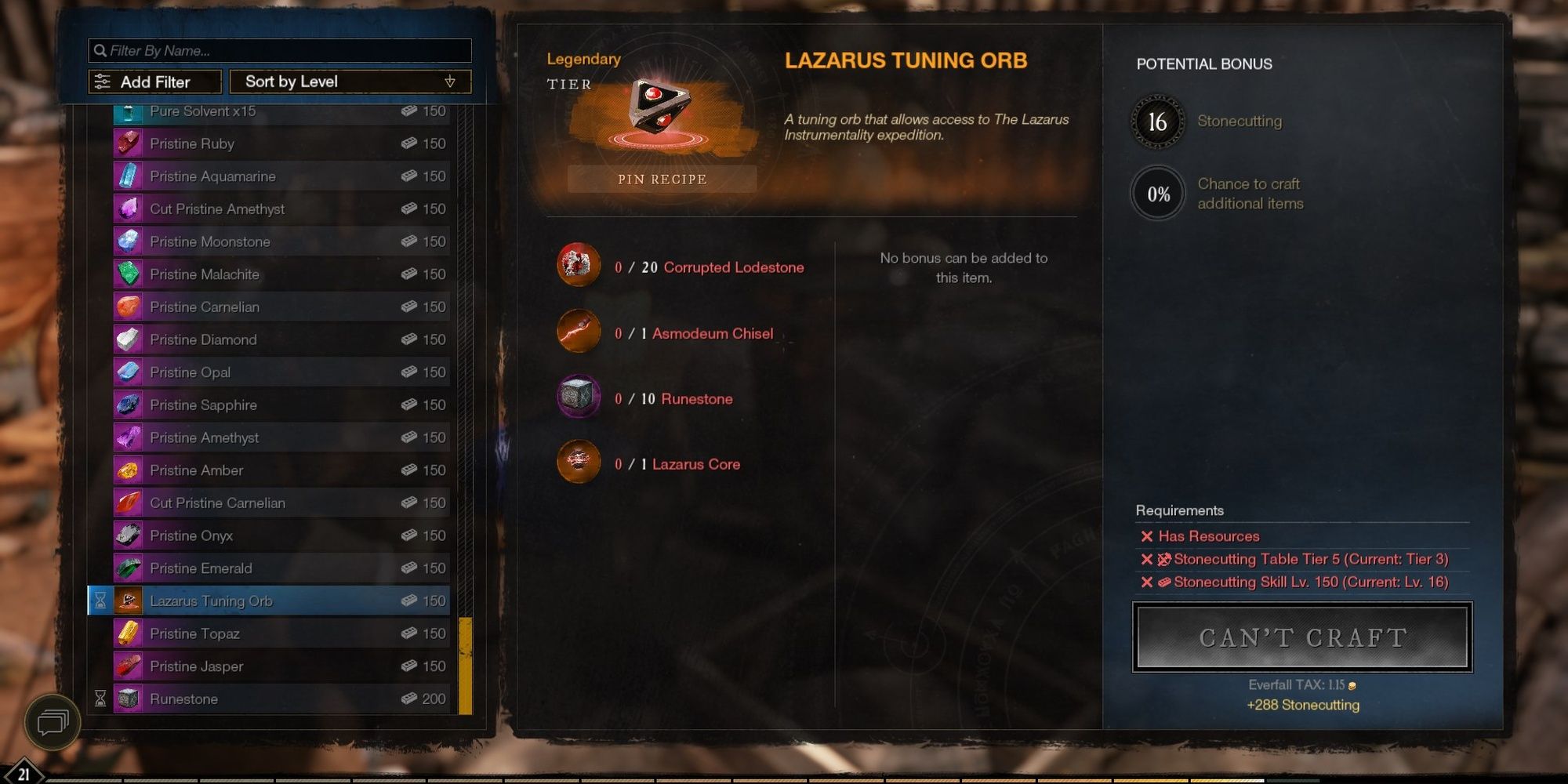 New Wrold Lazarus Tuning Orb