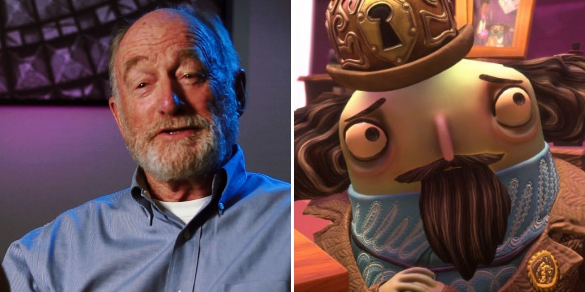 Nick Tate on left, Compton Boole in Psychonauts 2 on right
