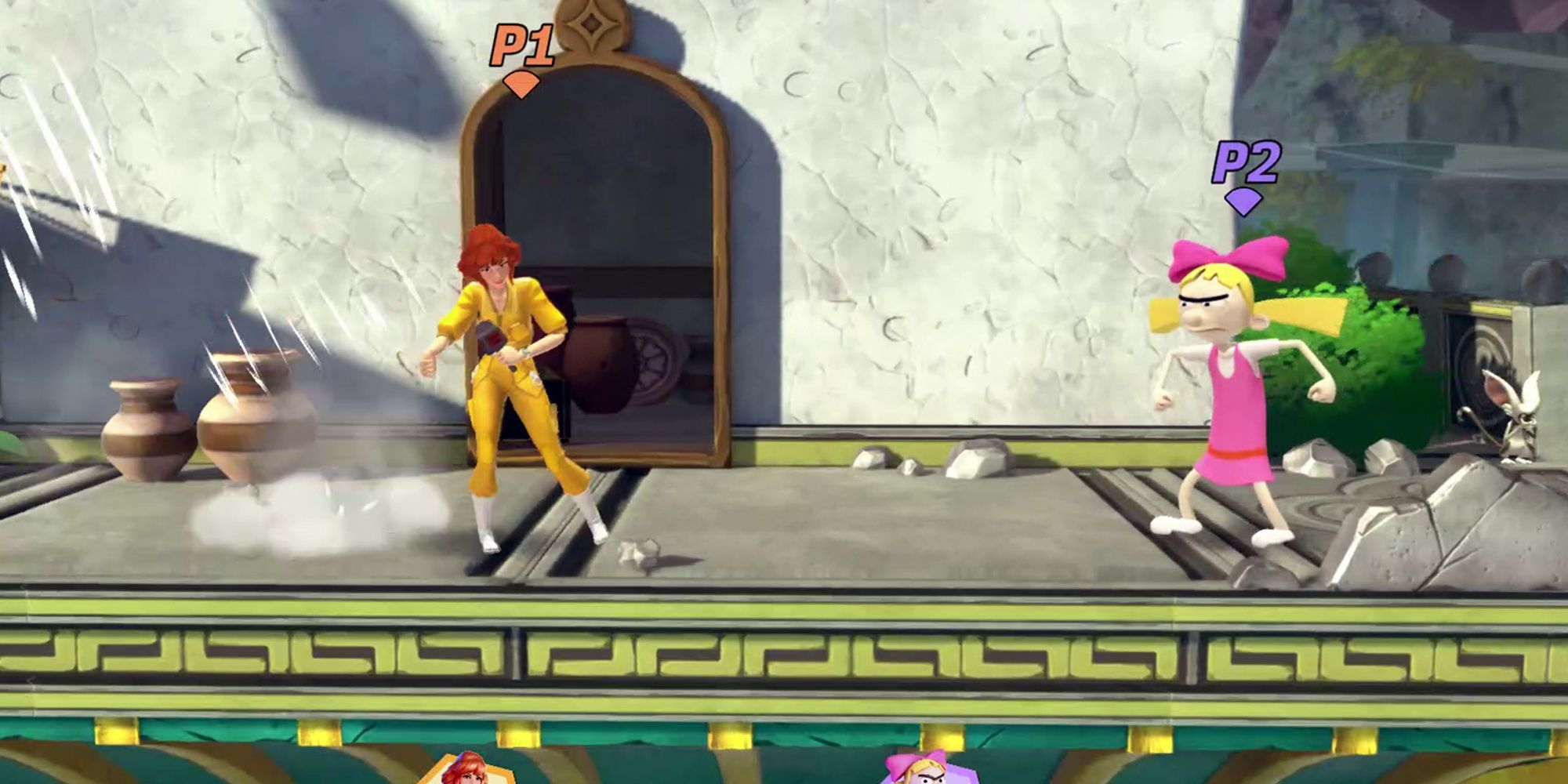 Nickelodeon All-Star Brawl - April O'Neil Wavedashing To Approach Helga