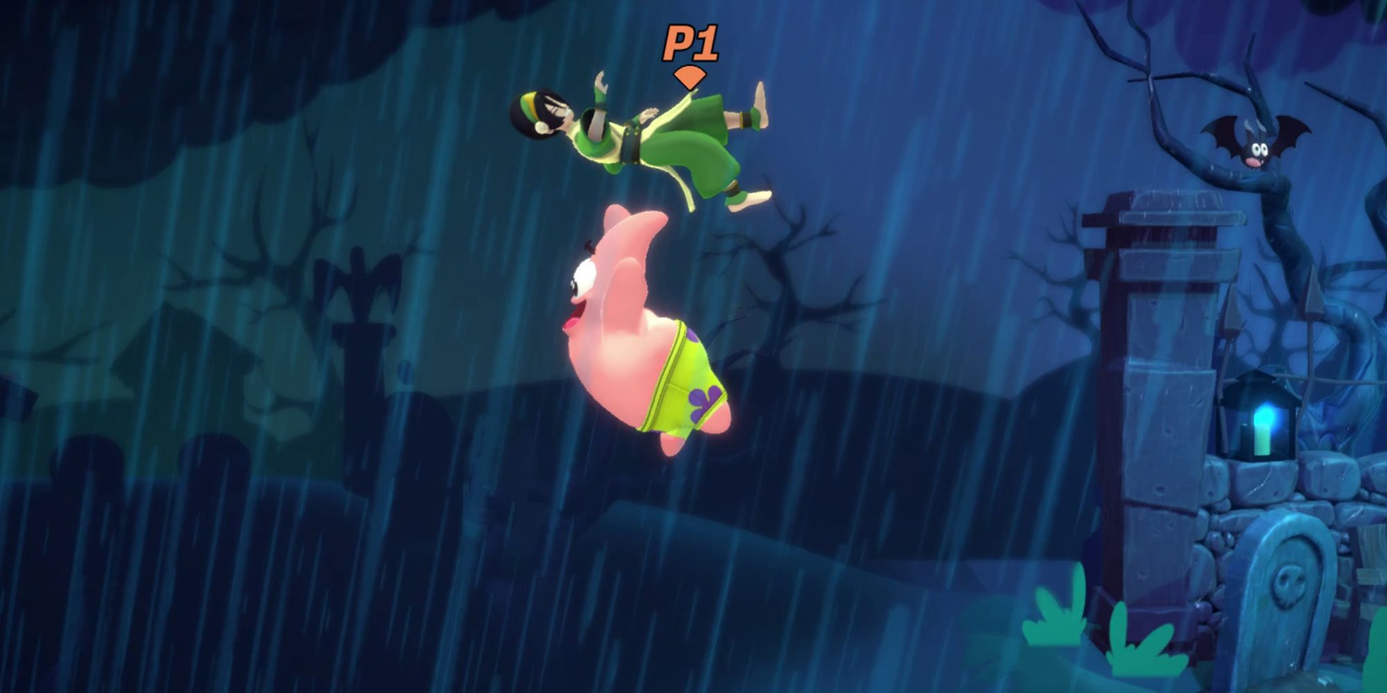 Nickelodeon All-Star Brawl - Patrick Using The Hug Driver Against Toph