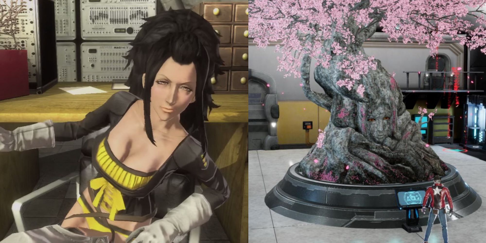 The character Dr. Naomi compared in human form in No More Heroes and tree form in No More Heroes 3