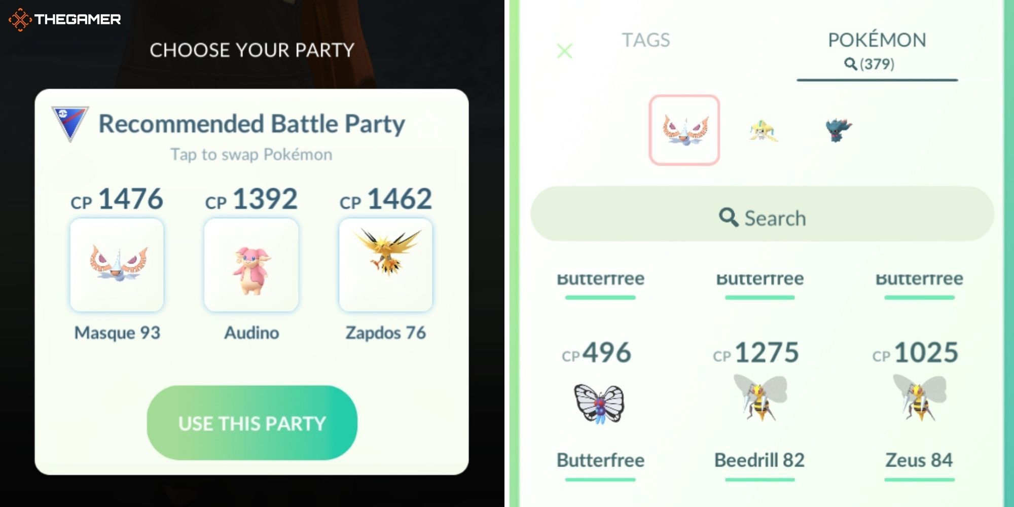 Pokemon GO GO Battle League, Choosing Your Pokemon
