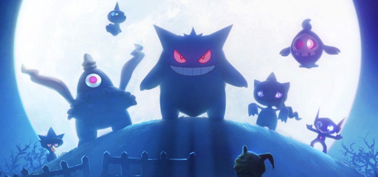 Ghost Pokemon on a hill. 