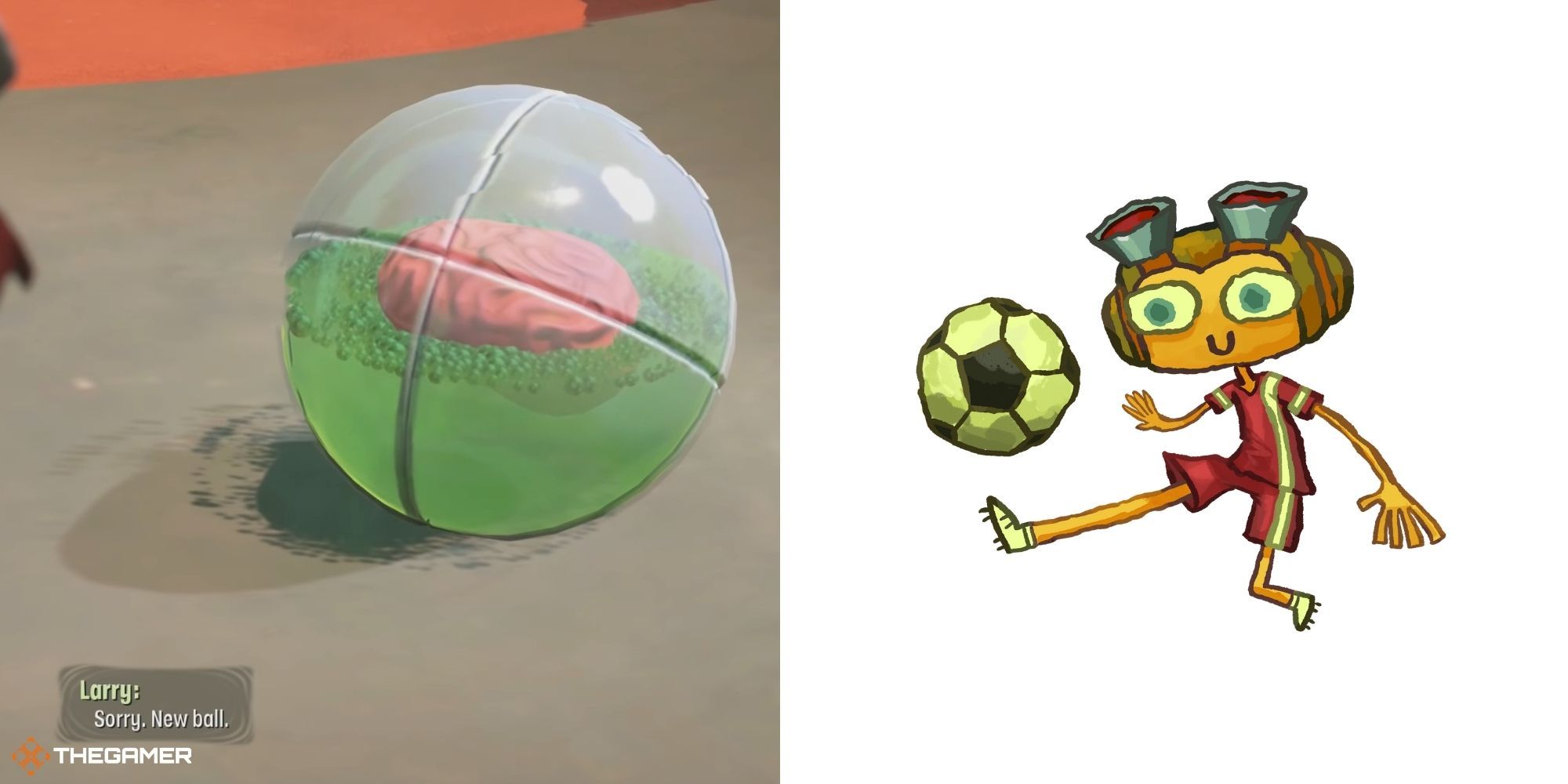 Psychonauts 2 - Larry on left, Raz as a soccer player on right