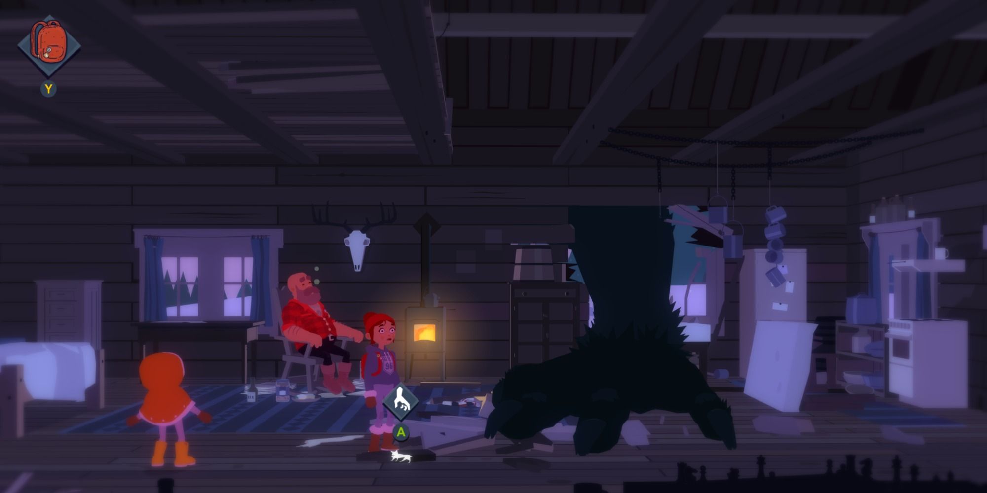 The beast's arm bursting through the downstairs wall in Roki