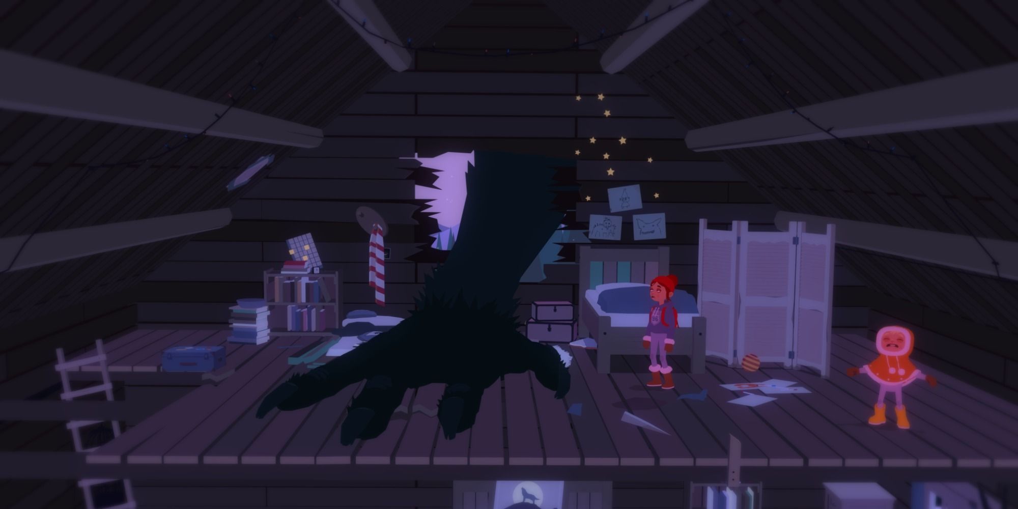 An arm of a beast bursting through the wall in Roki