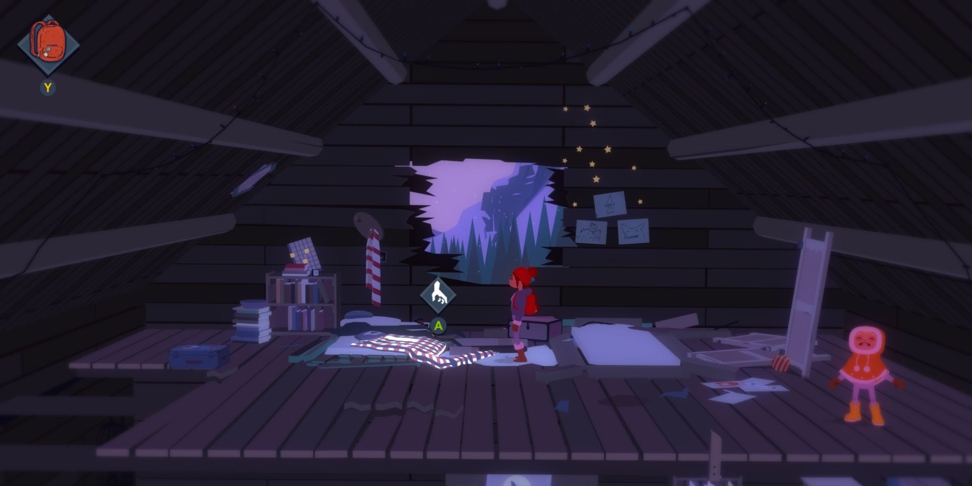 Tove gathering pieces of clothes in Roki