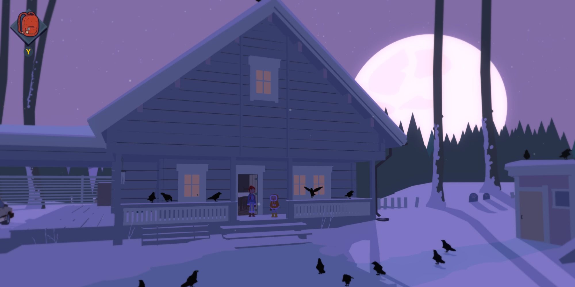 A murder of crows outside of the house in Roki