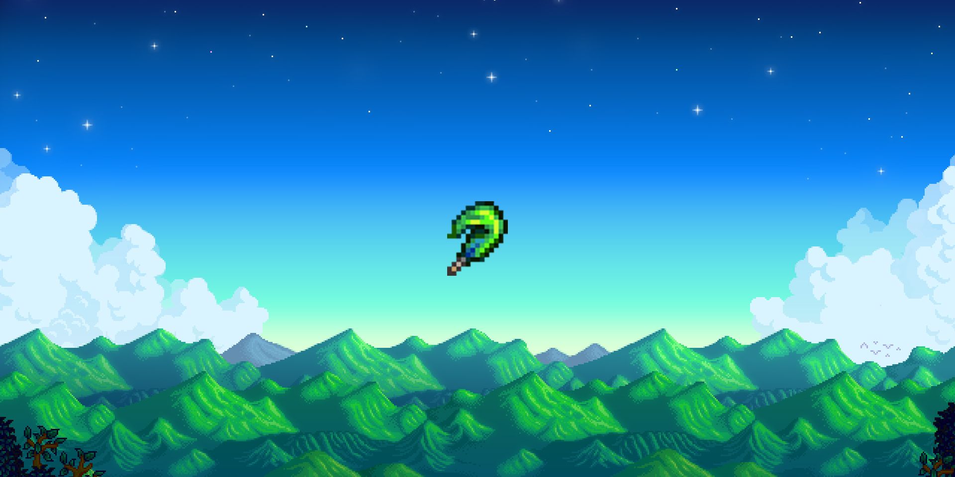 Stardew Valley Duck Feather on mountain background