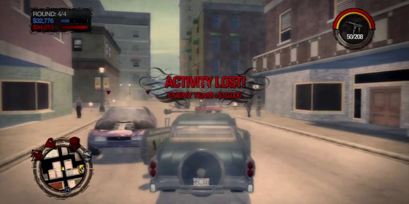 Driving around a street in Saints Row 2's multiplayer after a loss