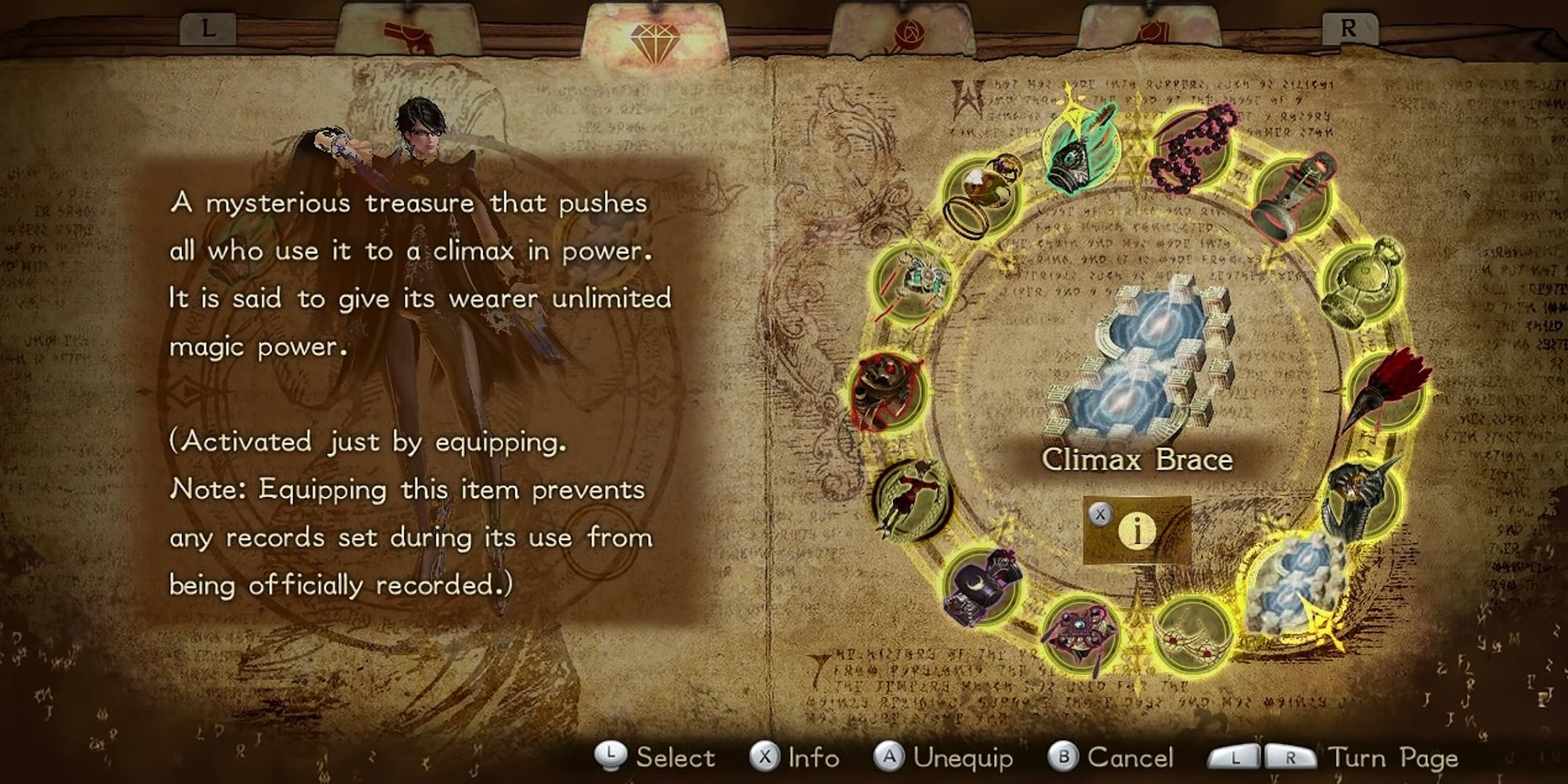 Climax Brace accessory in Bayonetta 2